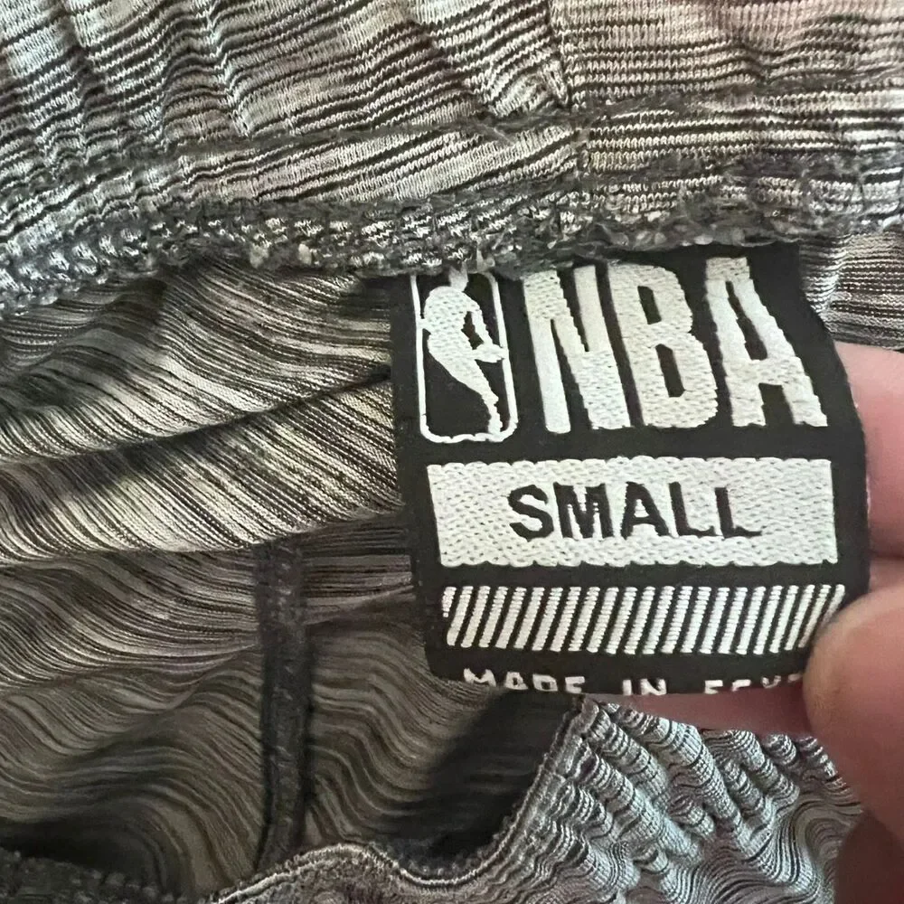 Vintage NBA Mens Athletic Shorts Size S Grey Black Athletic Stretch Embroidered